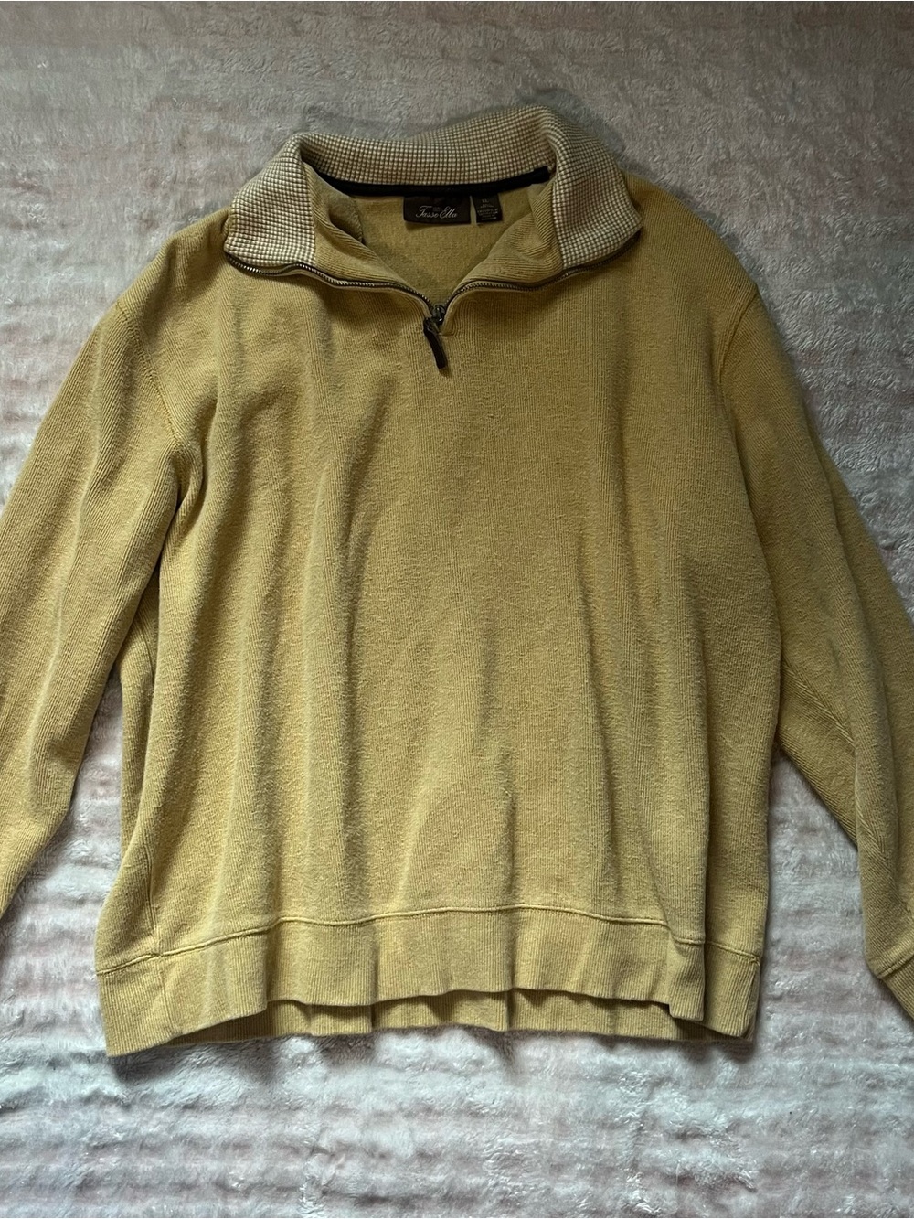 Tasso Elba Men’s Half-Zip Sweater in sunrise yellow with Cream Collar